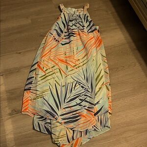 Tropical Print Sleeveless Maxi Dress
